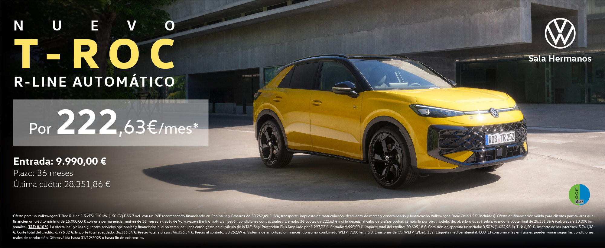 ¡Nuevo T-Roc R-Line! Disfrútalo desde 223€/mes*